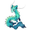 Clipart blue azure dragon with long tail